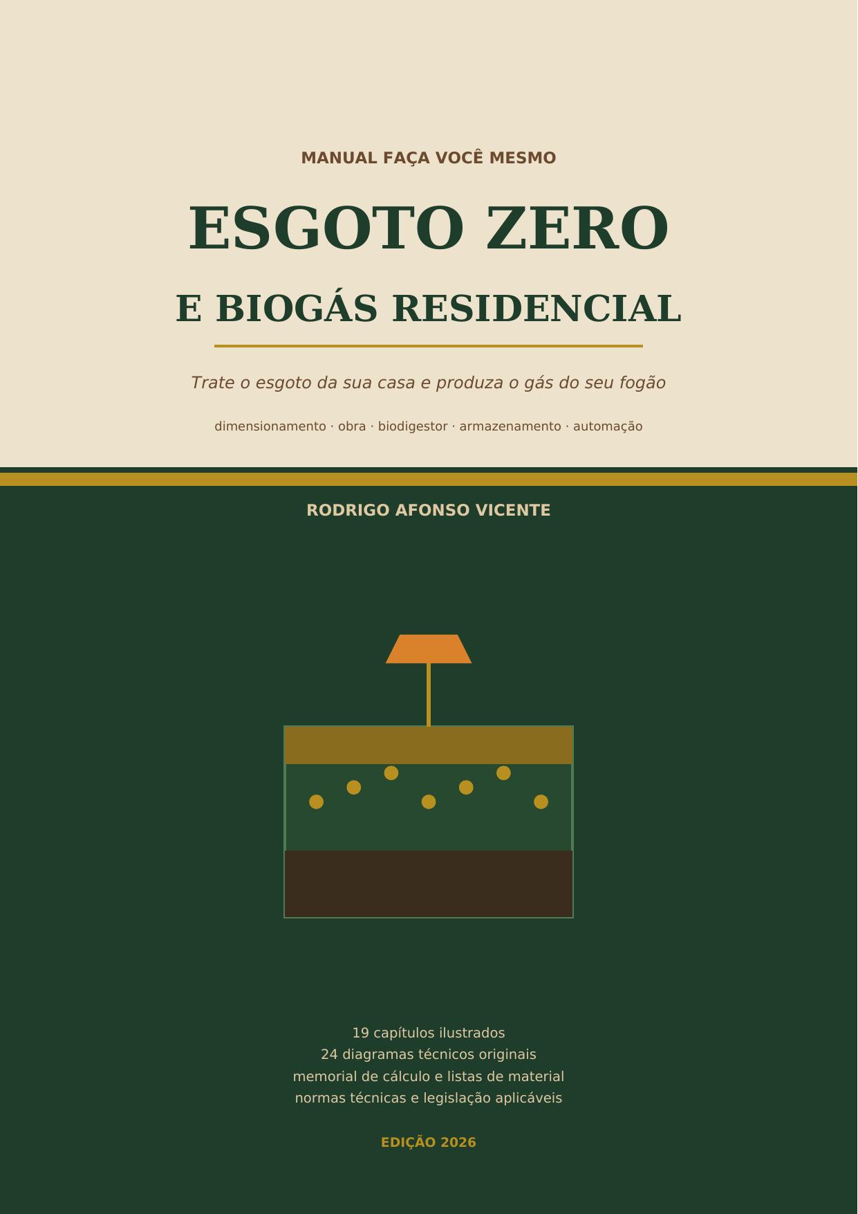 Capa do e-book Esgoto Zero e Biogás Residencial